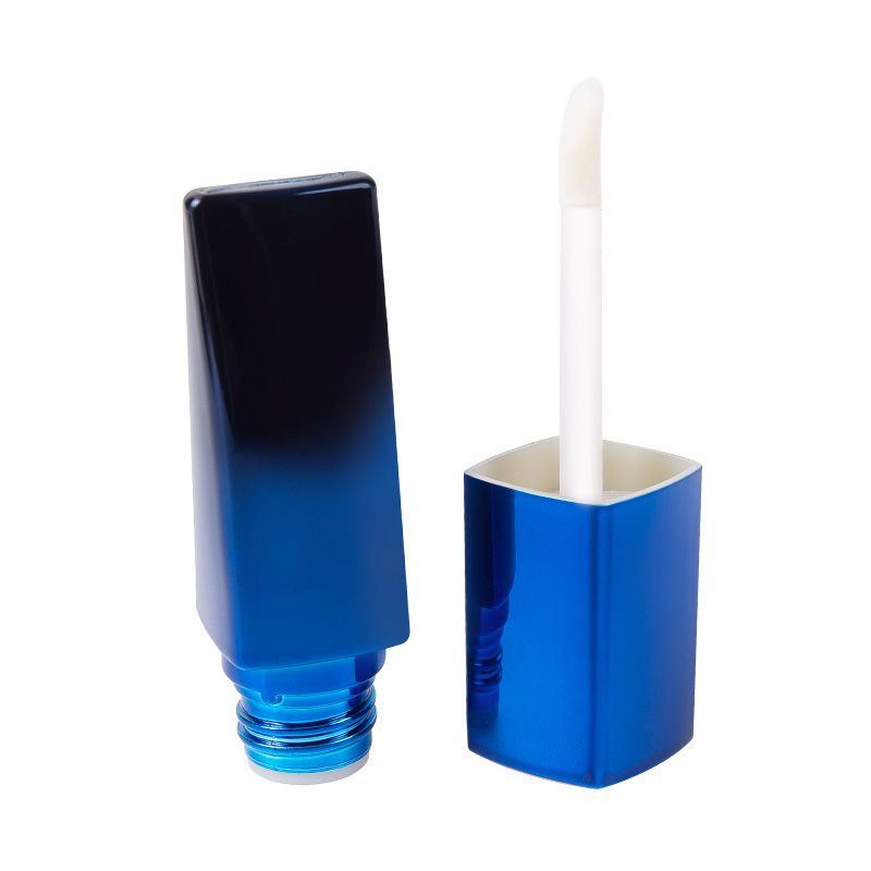 Empaquetado azul del tubo del lustre del labio del espiral de la parte inferior del casquillo redondo de la mini botella plana de la forma del diamante del gradiente