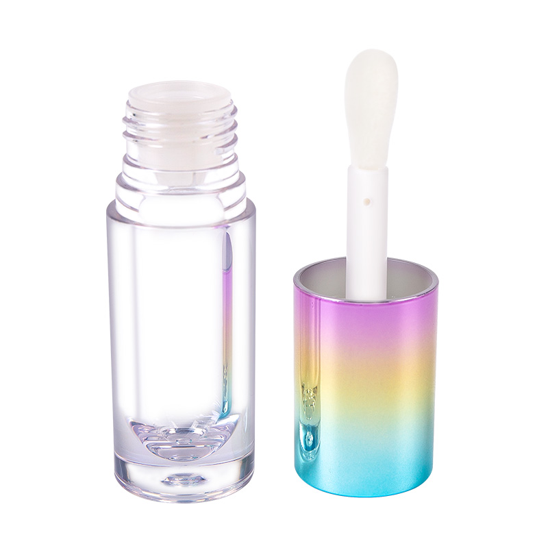 Mini tubo de brillo de labios de botella transparente con tapa de color de estilo corto