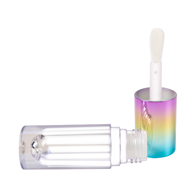 Mini tubo de brillo de labios de botella transparente con tapa de color de estilo corto